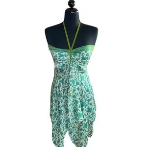 A Classy Chic Boutique Green and White Mini Dress